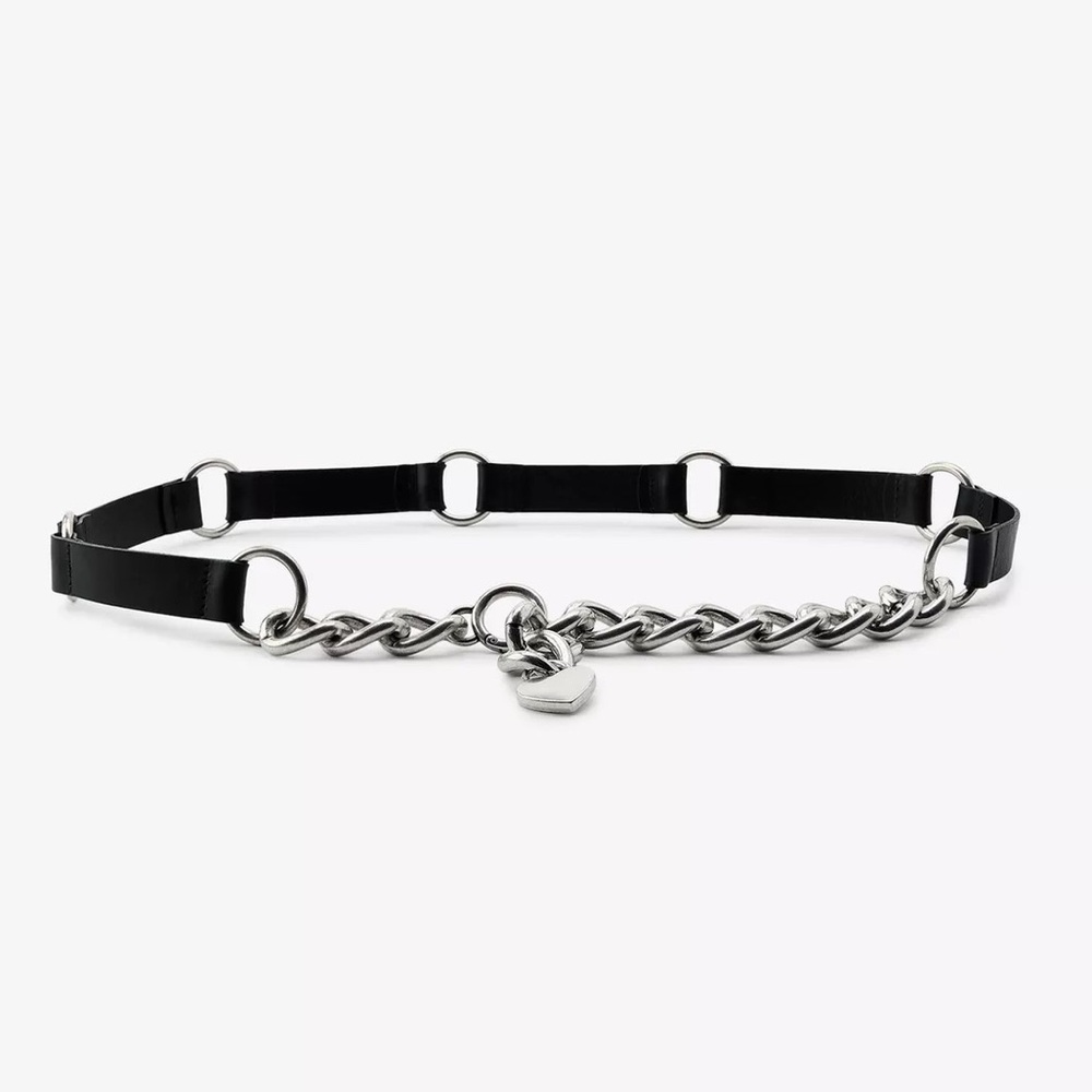 NWT Zara Woman Accessories 100% LEATHER COMBINED CHAIN BELT Size 32 - Picture 2 of 12